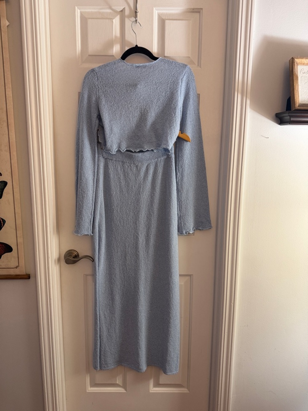 Emory park Light Blue Knit Two-Piece Skirt Set tie front bell sleeve small - Picture 5 of 5